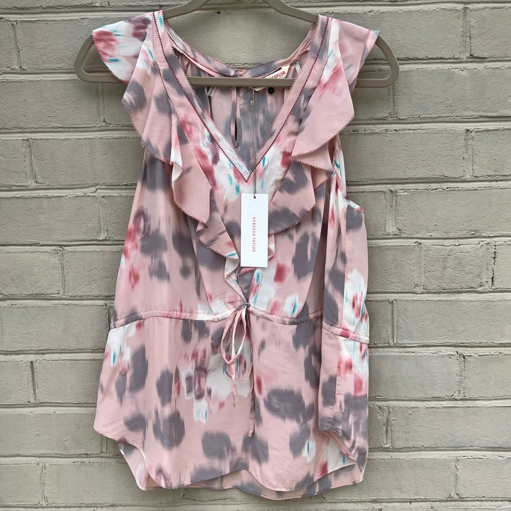 NWT Rebecca Taylor Size 12 100% Silk Pink Pastel Romantic Top
